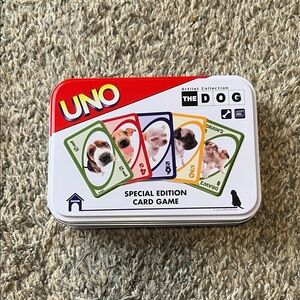 UNO The Dog Special Edition Card Game Tin - White with Red